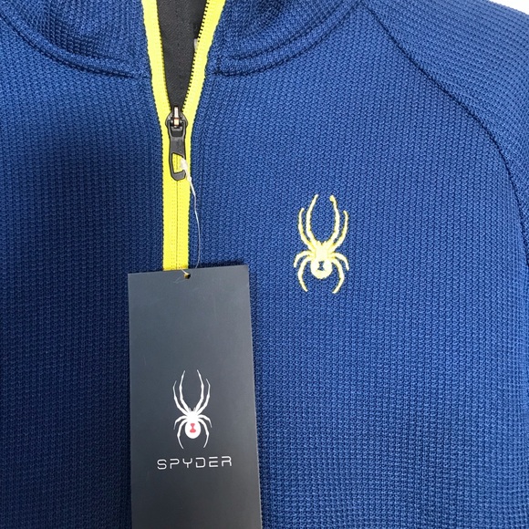 🆕 Spyder Men’s Half Zip Outbound Stryke Sweater Jacket, Blue - Picture 4 of 10